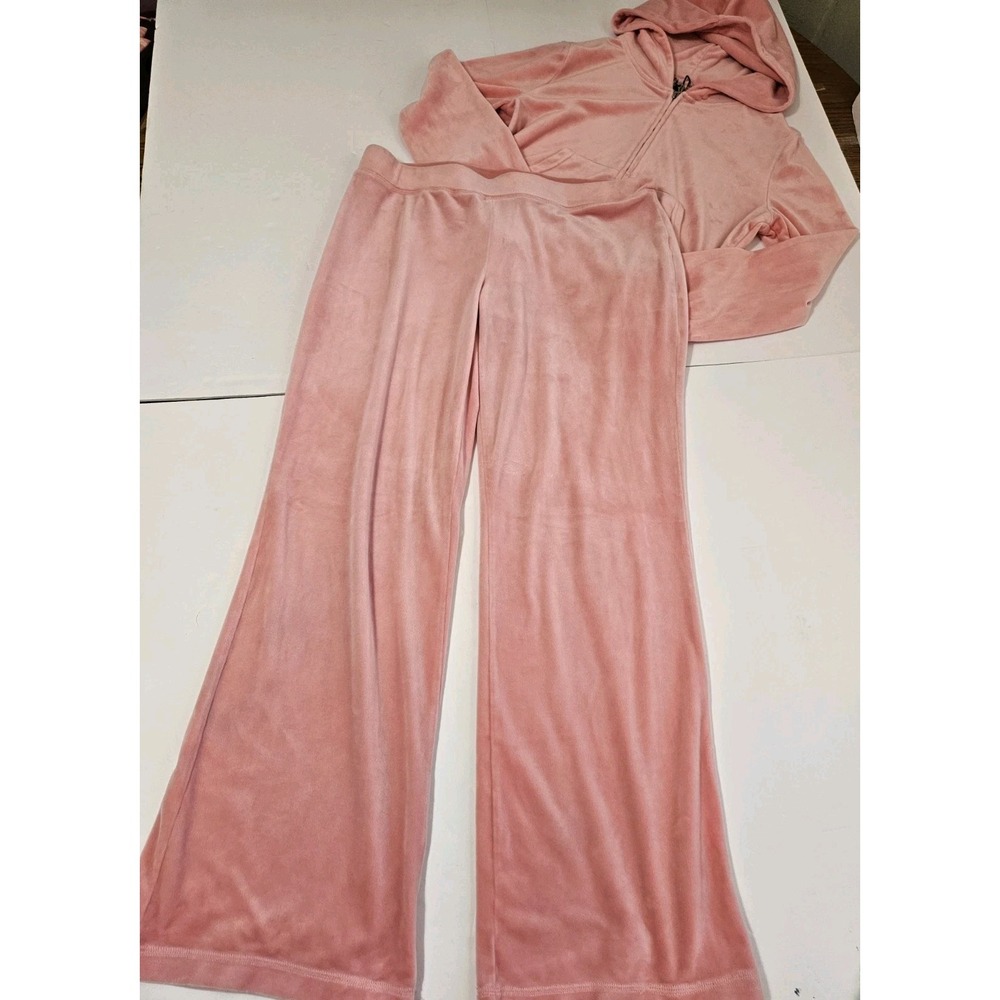 Juicy Couture OG Big Bling Bubblegum Pink Velour Tracksuit Womens Large Soft!